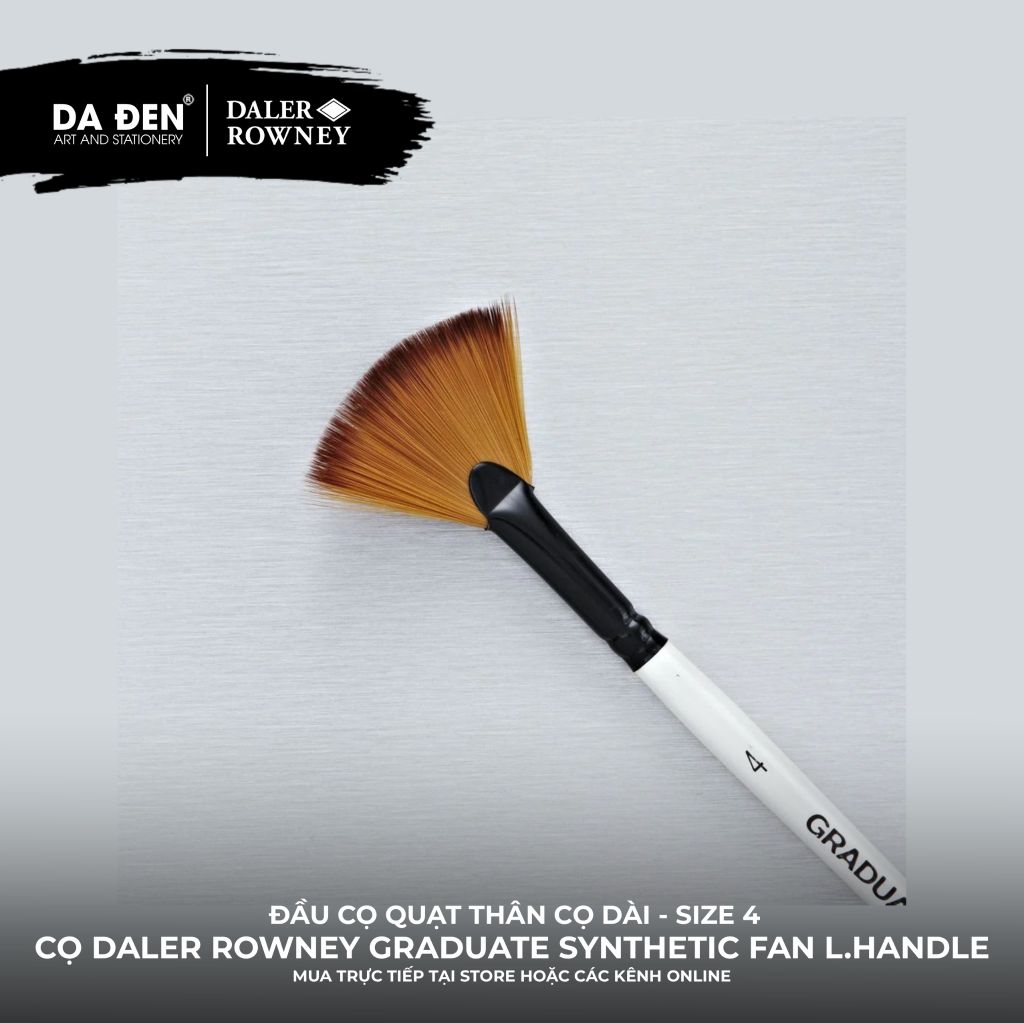 [DA ĐEN] Cọ Quạt Sợi Nylon Thân Dài Daler Rowney Graduate Synthetic Fan Blender Brush Size 4