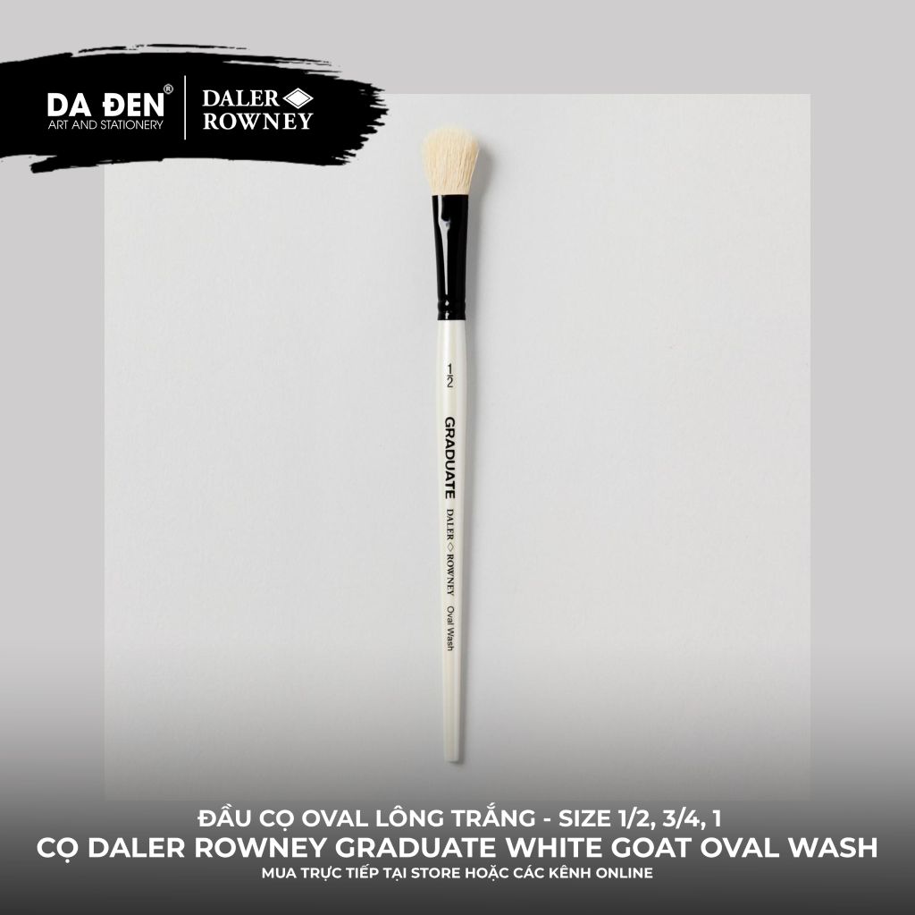 [DA ĐEN] Cọ Oval Tròn To Thân Dài Daler Rowney Graduate White Goat Oval Wash Brush