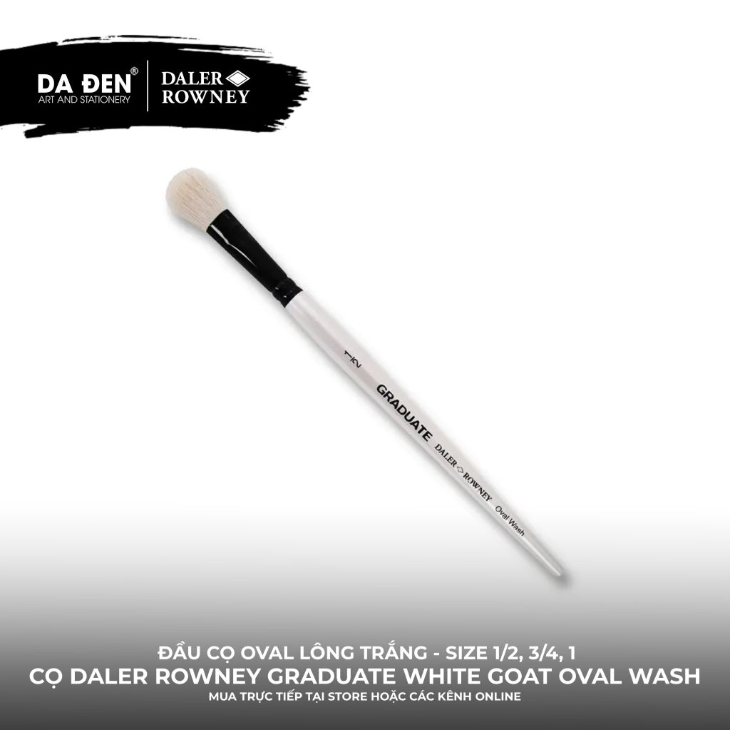 [DA ĐEN] Cọ Oval Tròn To Thân Dài Daler Rowney Graduate White Goat Oval Wash Brush
