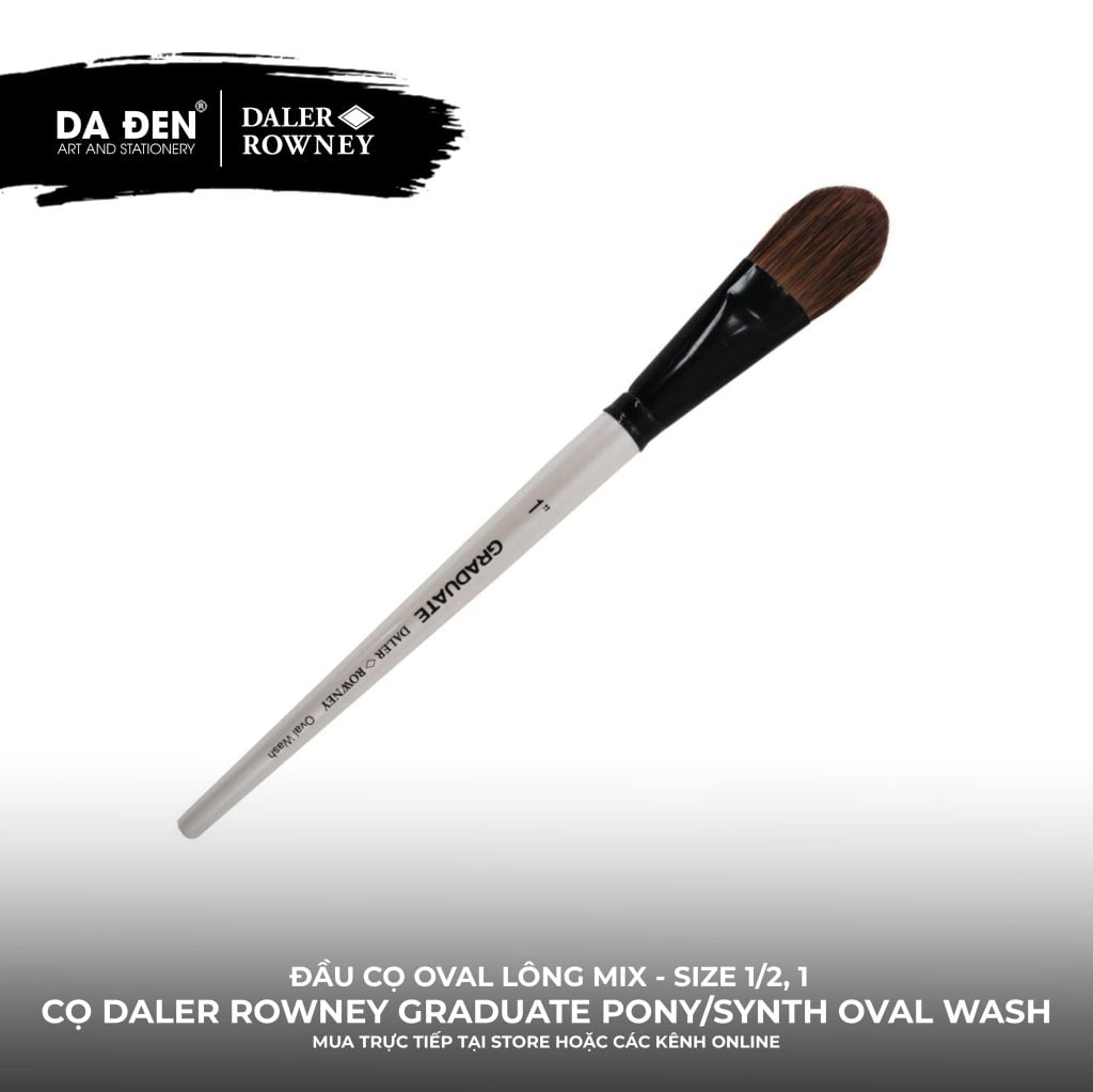 [DA ĐEN] Cọ Oval Thân Dài Daler Rowney Graduate Pony/Synthetic Mix Oval Wash Brush