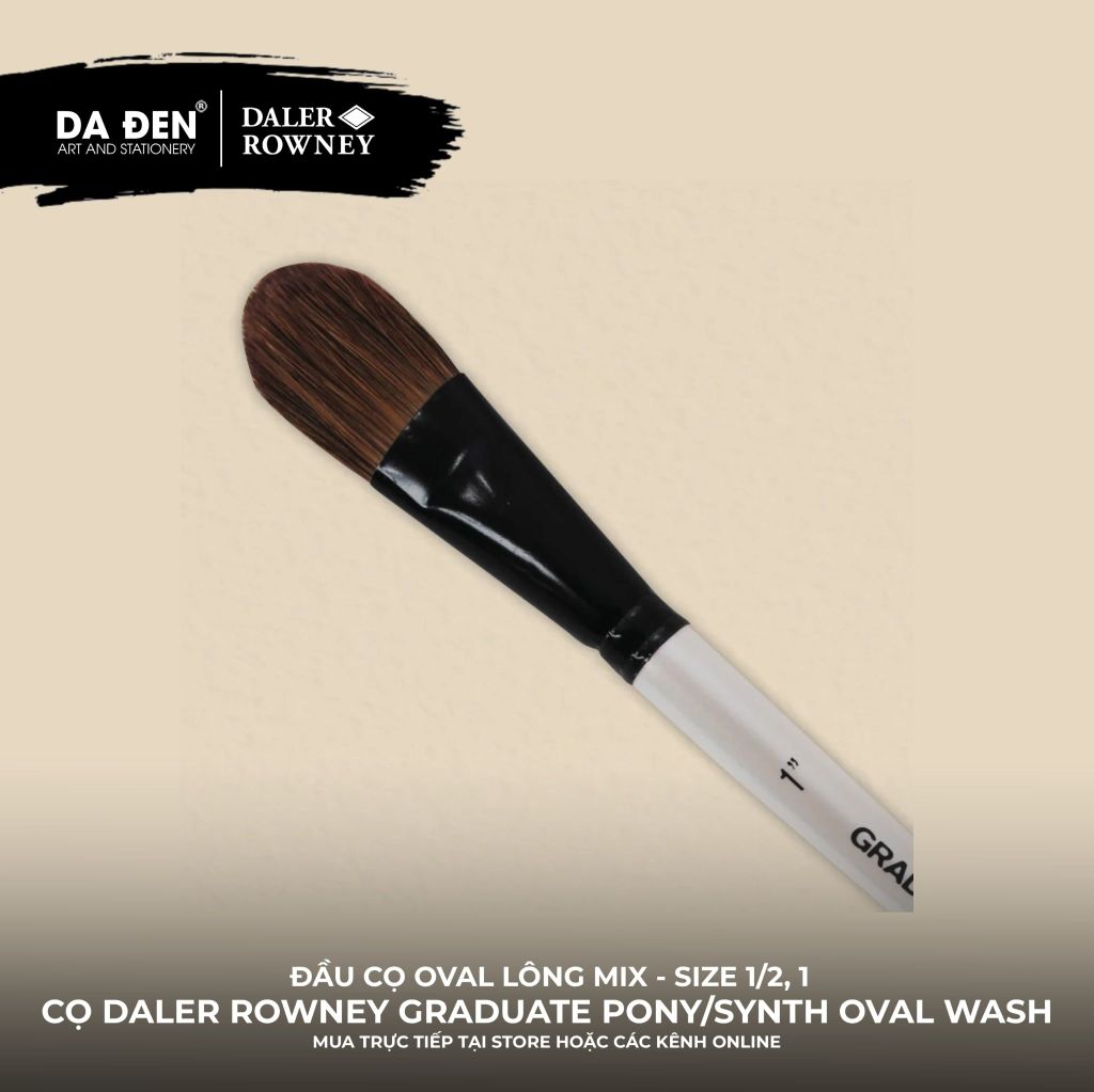 [DA ĐEN] Cọ Oval Thân Dài Daler Rowney Graduate Pony/Synthetic Mix Oval Wash Brush