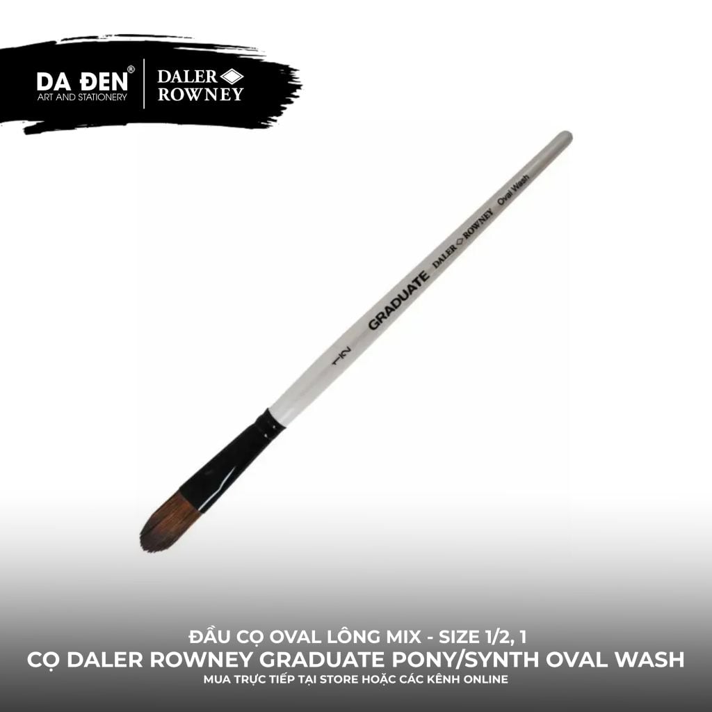 [DA ĐEN] Cọ Oval Thân Dài Daler Rowney Graduate Pony/Synthetic Mix Oval Wash Brush