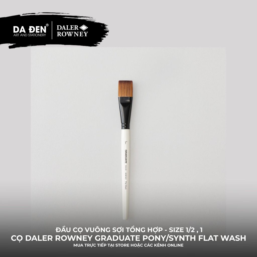 [DA ĐEN] Cọ Vuông Lông Dài Daler Rowney Graduate Pony Synthetic Flat Wash Brush