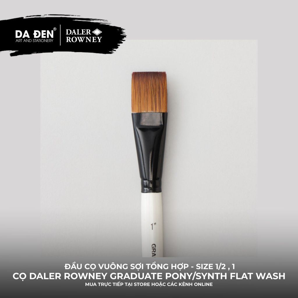 [DA ĐEN] Cọ Vuông Lông Dài Daler Rowney Graduate Pony Synthetic Flat Wash Brush