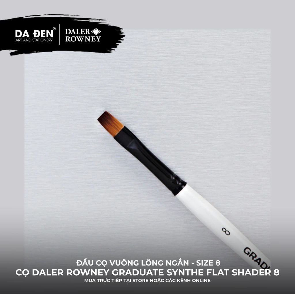 [DA ĐEN] Cọ Vuông Lông Ngắn Daler Rowney Graduate Synthetic Flat Shader Brush Size 8