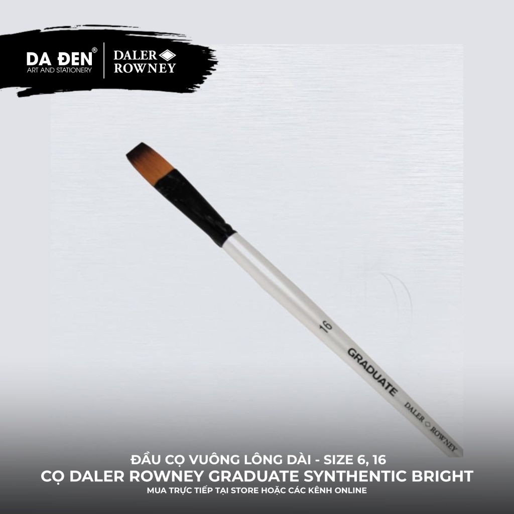 [DA ĐEN] Cọ Vuông Lông Dài Daler Rowney Graduate Long Handle Synthetic Bright Brush