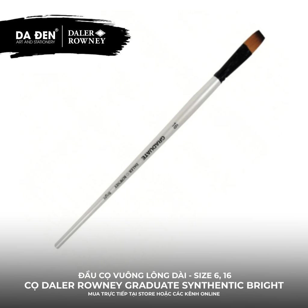 [DA ĐEN] Cọ Vuông Lông Dài Daler Rowney Graduate Long Handle Synthetic Bright Brush