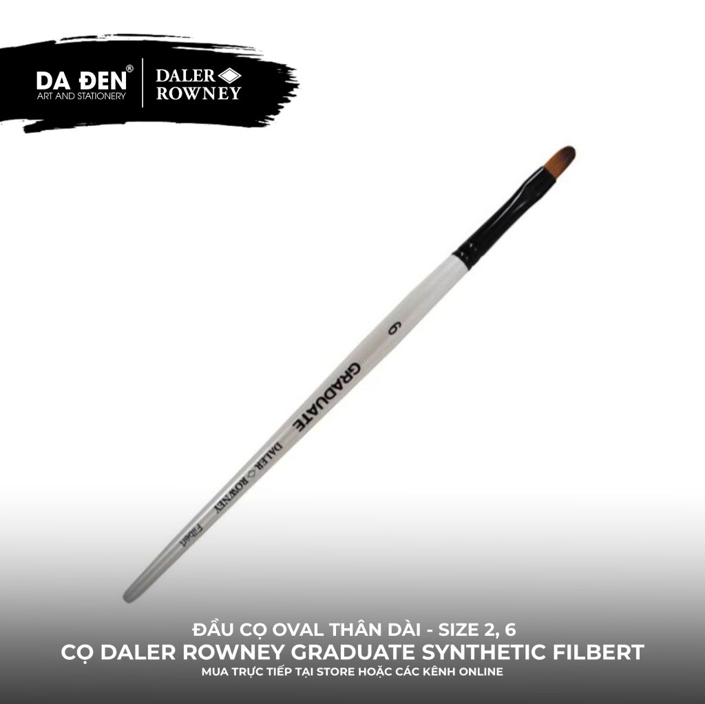 [DA ĐEN] Cọ Oval Thân Dài Daler Rowney Graduate Synthetic Filbert Brush