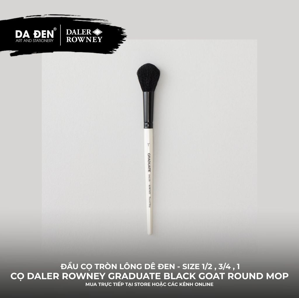 [DA ĐEN] Cọ Tròn Lông Dê Đen Kiểu Mop Daler Rowney Graduate Black Goat Round Mop Brush