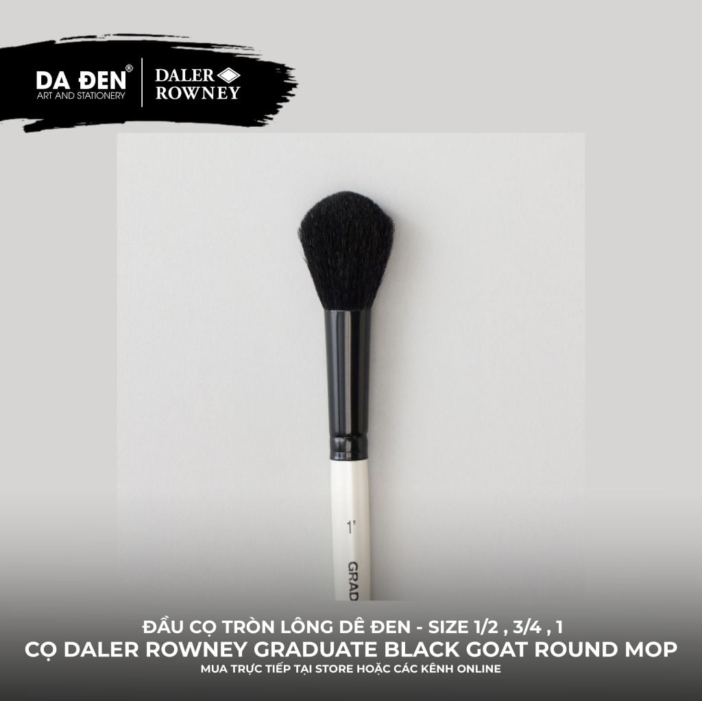 [DA ĐEN] Cọ Tròn Lông Dê Đen Kiểu Mop Daler Rowney Graduate Black Goat Round Mop Brush