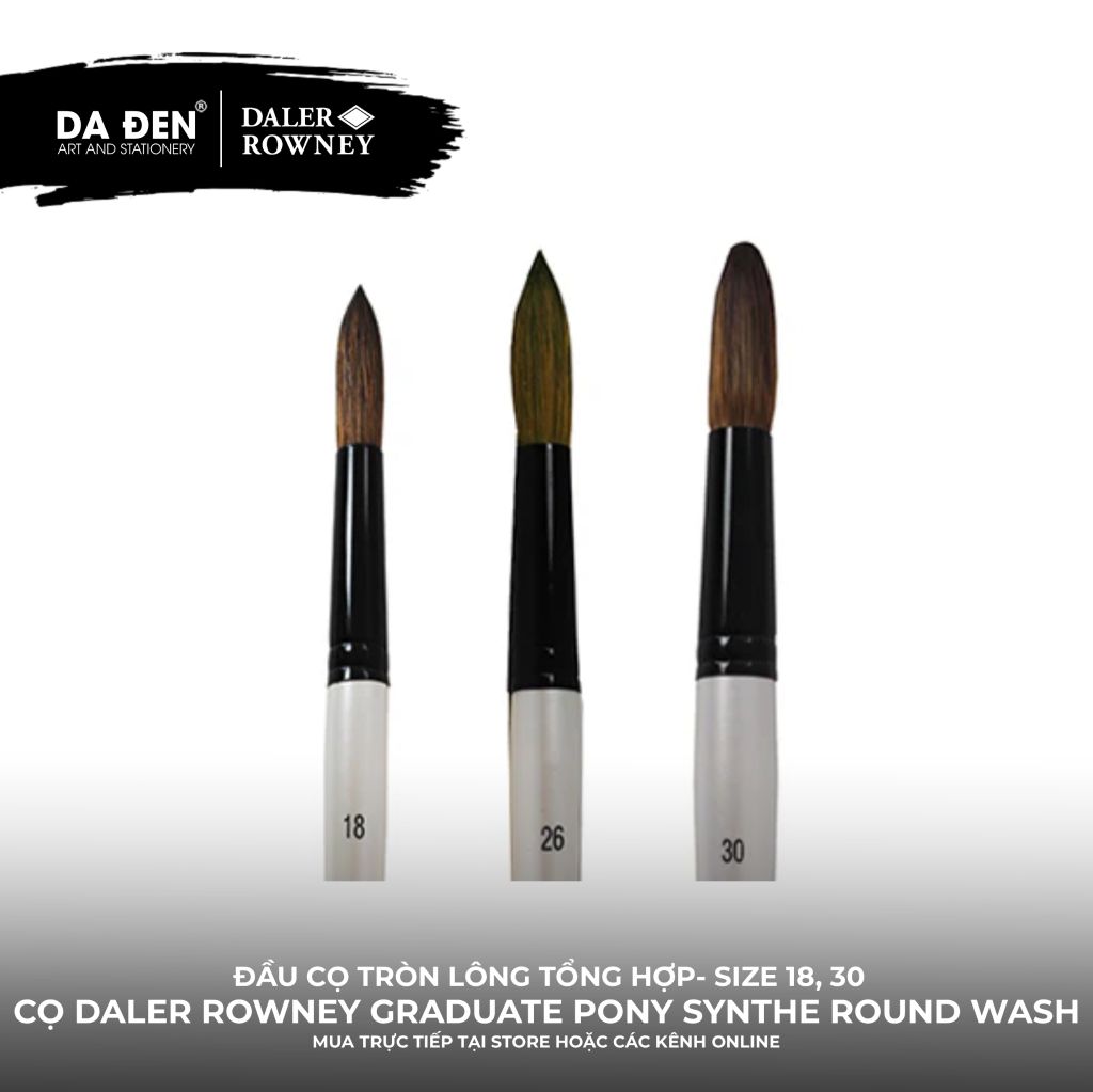 [DA ĐEN] Cọ Tròn Lông Tổng Hợp Daler Rowney Graduate Pony and Synthetic Round Wash Short Handle Brush