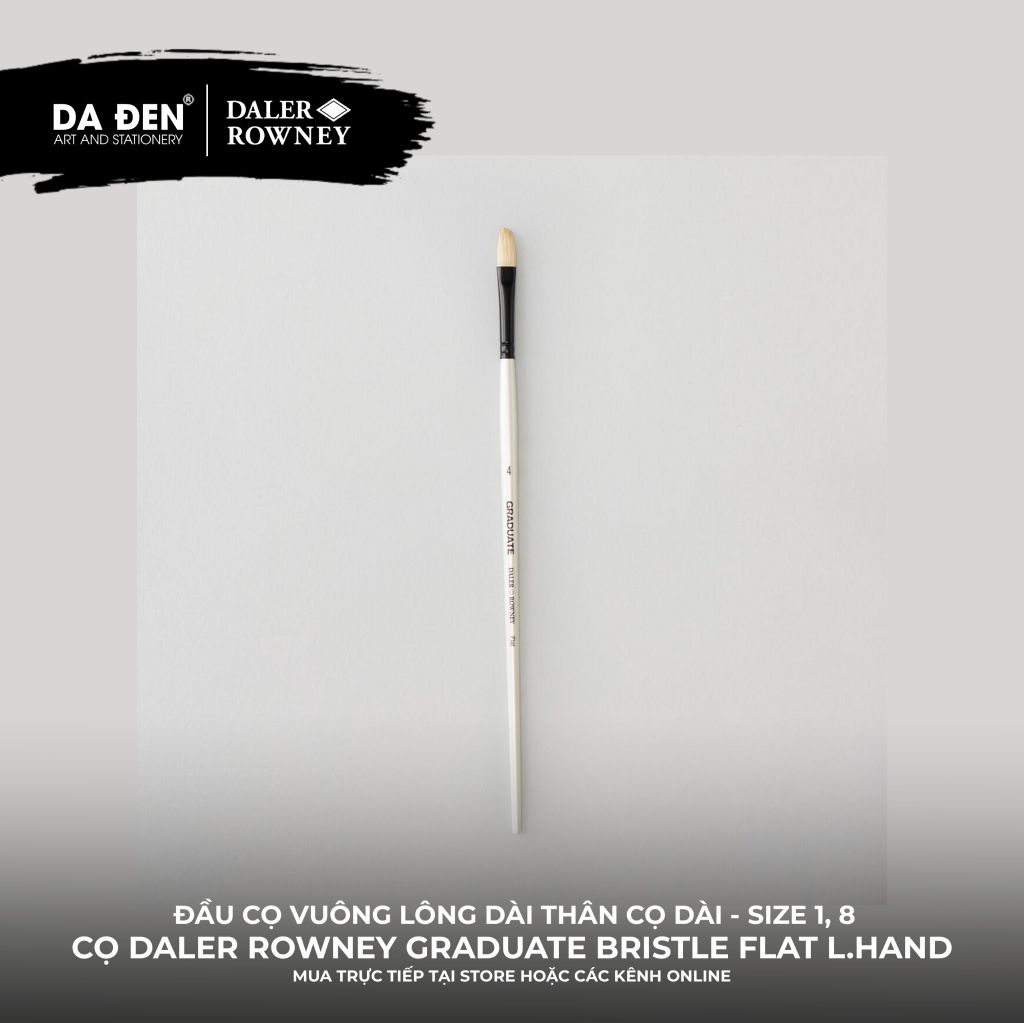 [DA ĐEN] Cọ Vuông Lông Dài Thân Dài Daler Rowney Graduate Long Handle Bristle Flat Brush