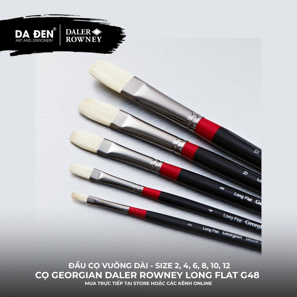 [DA ĐEN] Cọ Sơn Dầu Lông Heo Vuông Dài Daler Rowney Georgian Long Flat G48 Cao Cấp
