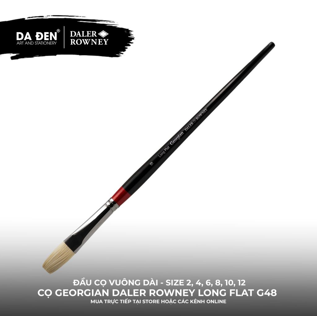 [DA ĐEN] Cọ Sơn Dầu Lông Heo Vuông Dài Daler Rowney Georgian Long Flat G48 Cao Cấp
