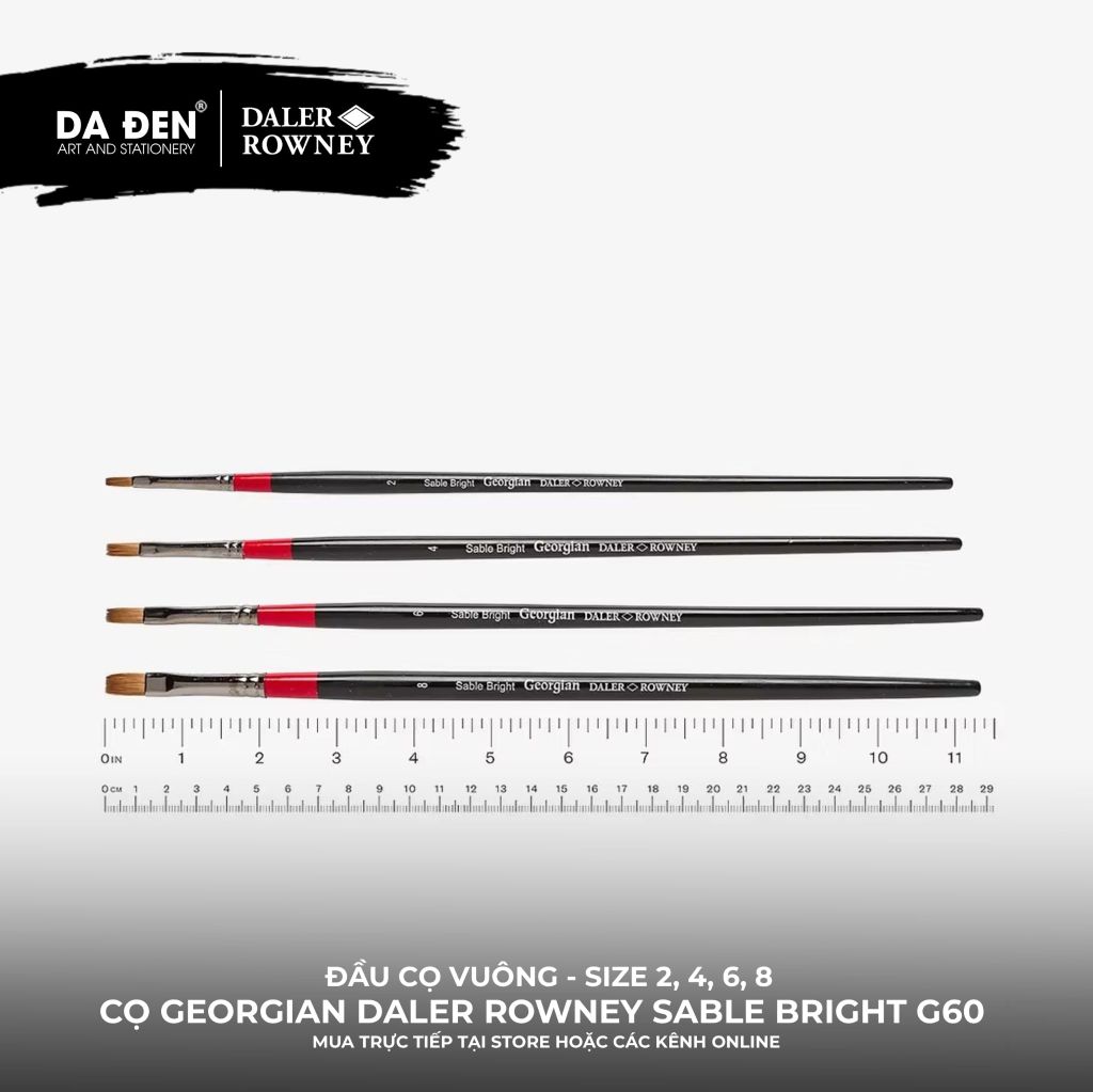 [DA ĐEN] Cọ Sơn Dầu Lông Chồn Đầu Vuông Daler Rowney Georgian Sable Bright G60 Cao Cấp