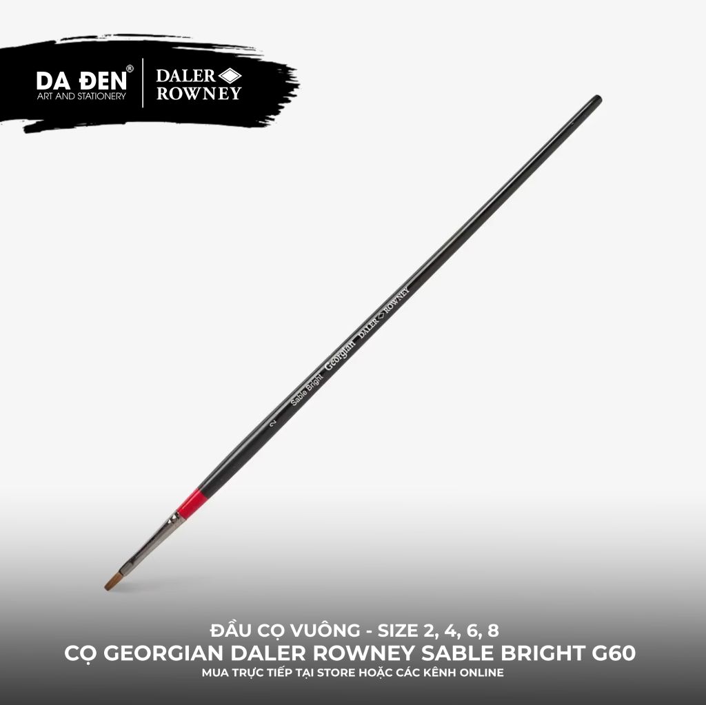 [DA ĐEN] Cọ Sơn Dầu Lông Chồn Đầu Vuông Daler Rowney Georgian Sable Bright G60 Cao Cấp