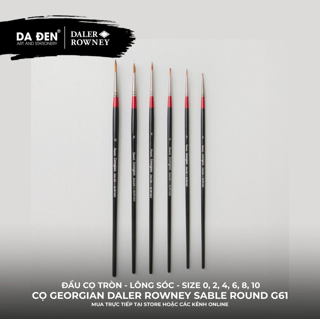 [DA ĐEN] Cọ Sơn Dầu Lông Chồn Đầu Tròn Daler Rowney Georgian Sable Round G61 Cao Cấp