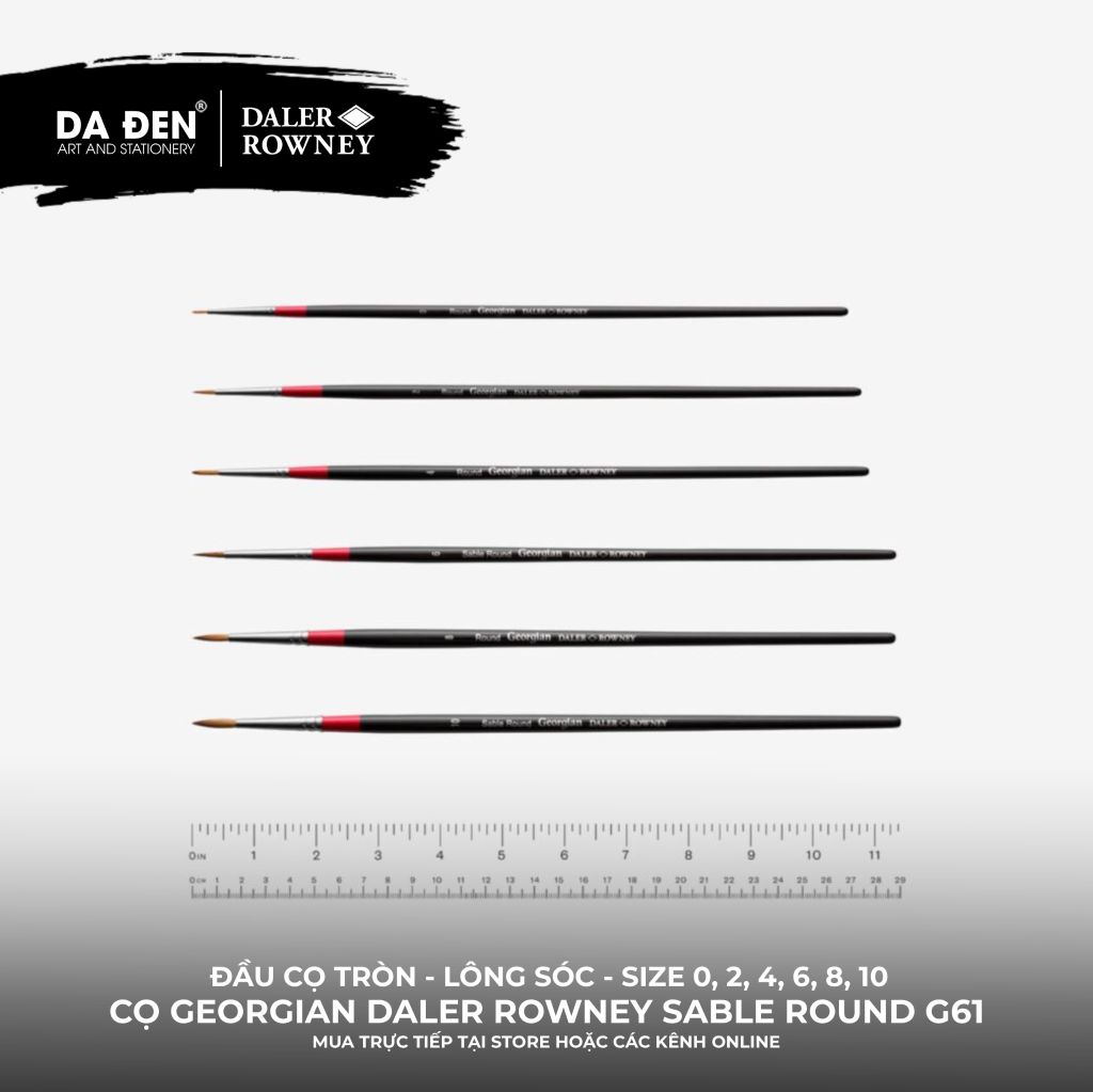 [DA ĐEN] Cọ Sơn Dầu Lông Chồn Đầu Tròn Daler Rowney Georgian Sable Round G61 Cao Cấp