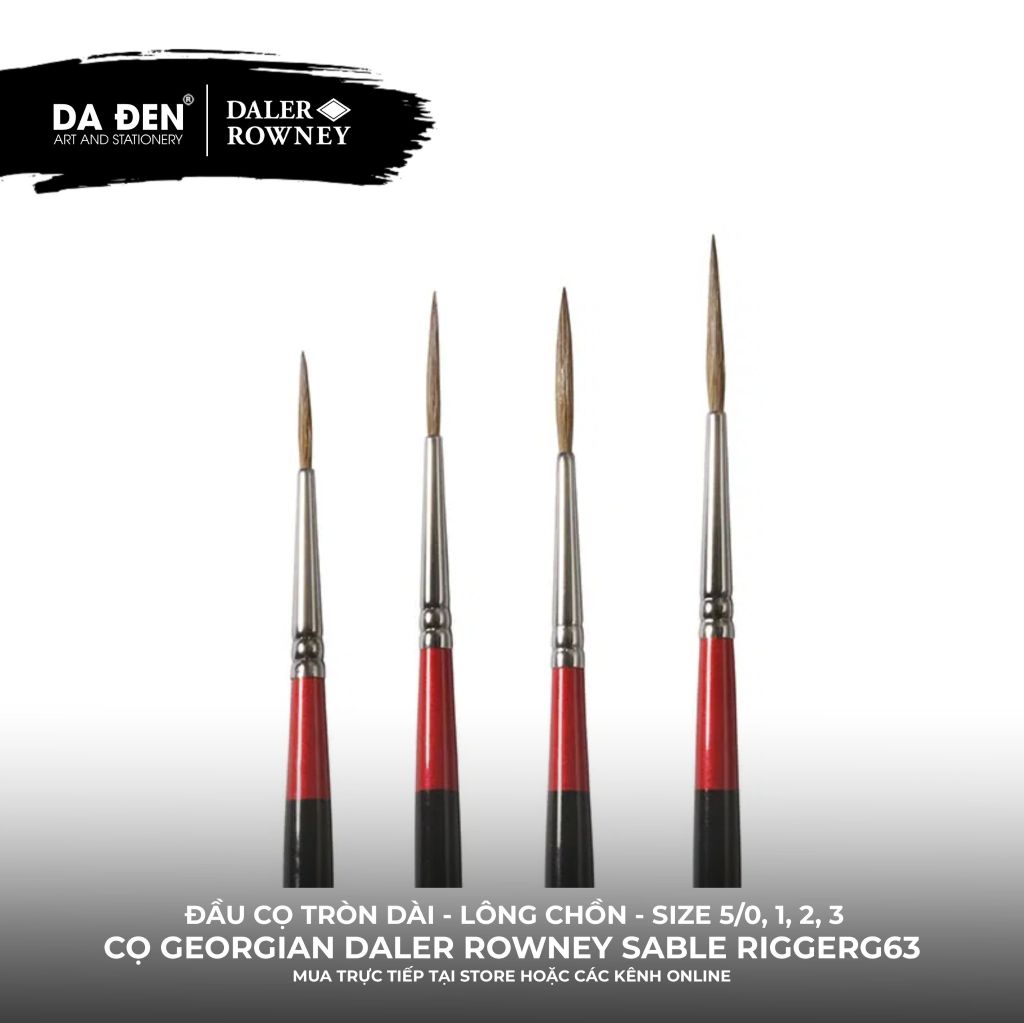 [DA ĐEN] Cọ Sơn Dầu Lông Chồn Daler Rowney Georgian Sable Rigger G63 Cao Cấp