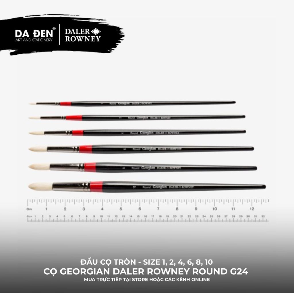 [DA ĐEN] Cọ Sơn Dầu Đầu Tròn Daler Rowney Georgian Round G24 Cao Cấp
