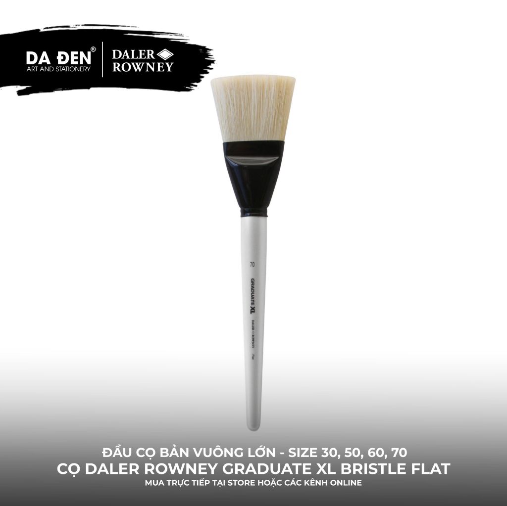 [DA ĐEN] Cọ Bản Vuông Daler Rowney Graduate XL Extra Large White Bristle Flat Brush Cực Lớn
