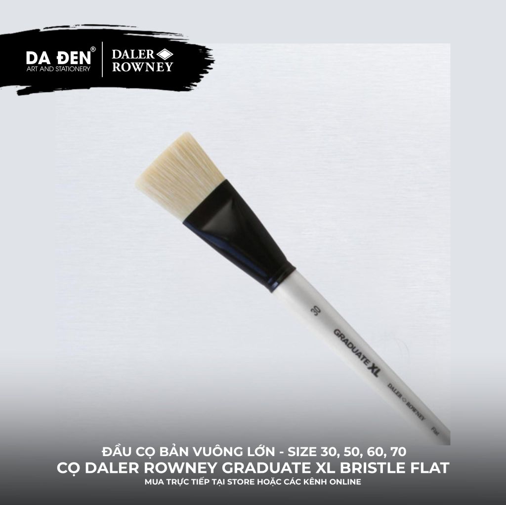 [DA ĐEN] Cọ Bản Vuông Daler Rowney Graduate XL Extra Large White Bristle Flat Brush Cực Lớn