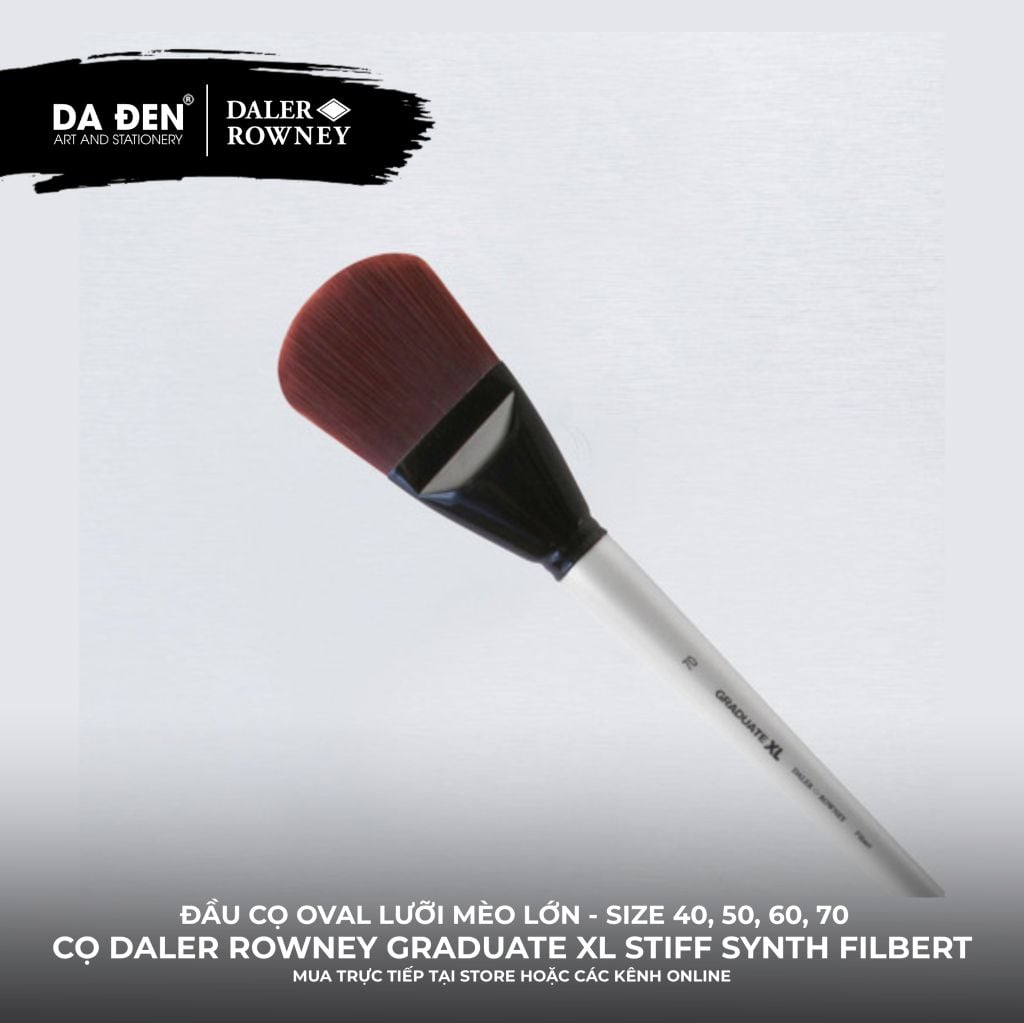 [DA ĐEN] Cọ Bản Oval Daler Rowney Graduate XL Extra Large Stiff Synthetic Filbert Brush Cực Lớn