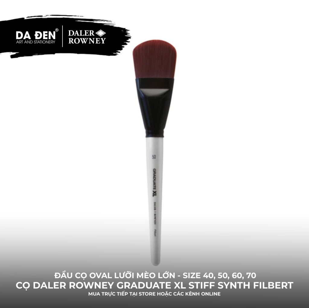 [DA ĐEN] Cọ Bản Oval Daler Rowney Graduate XL Extra Large Stiff Synthetic Filbert Brush Cực Lớn