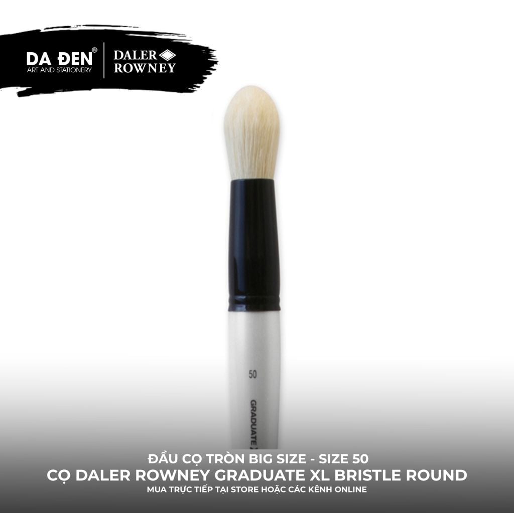 [DA ĐEN] Cọ Tròn Daler Rowney Graduate XL Extra Large White Bristle Round Brush Cực Lớnda
