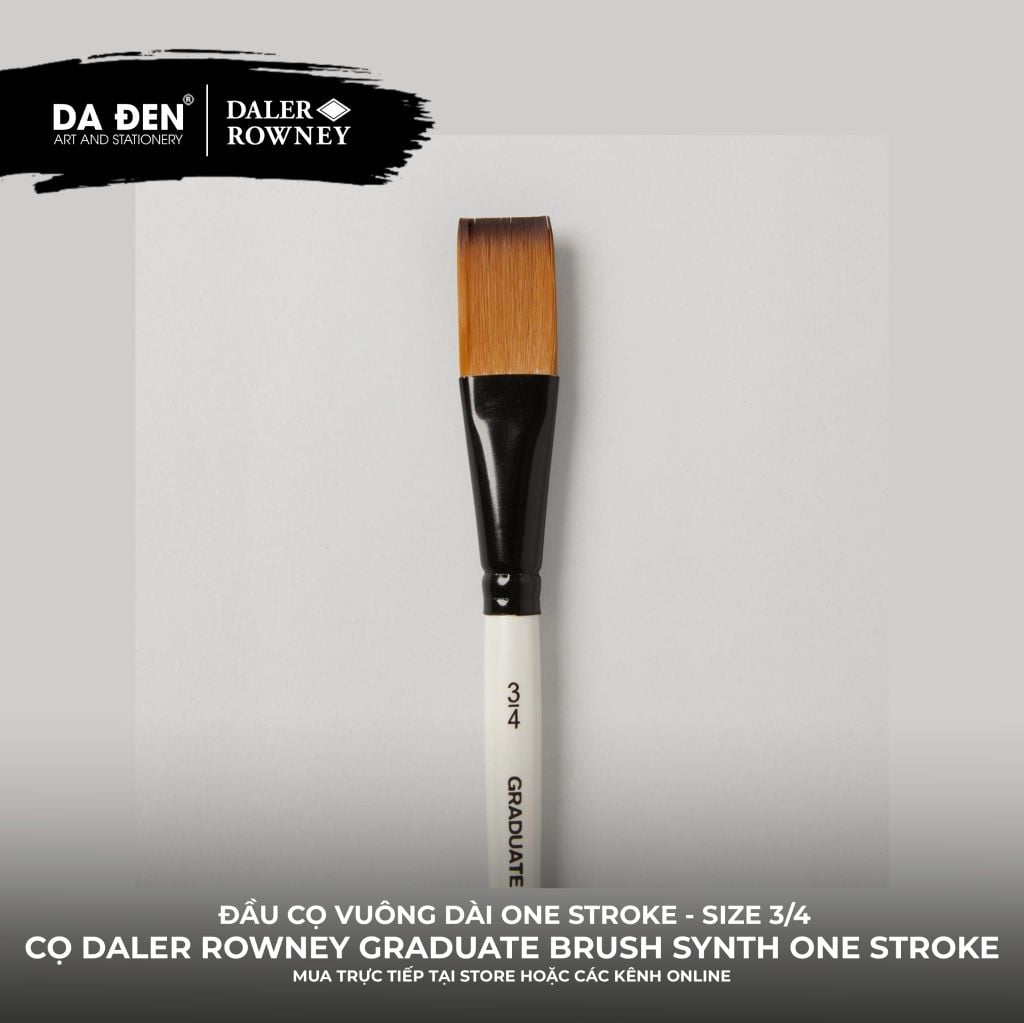 [DA ĐEN] Cọ Đầu Vuông Dài Daler Rowney Graduate Synthetic One Stroke Brush 3/4