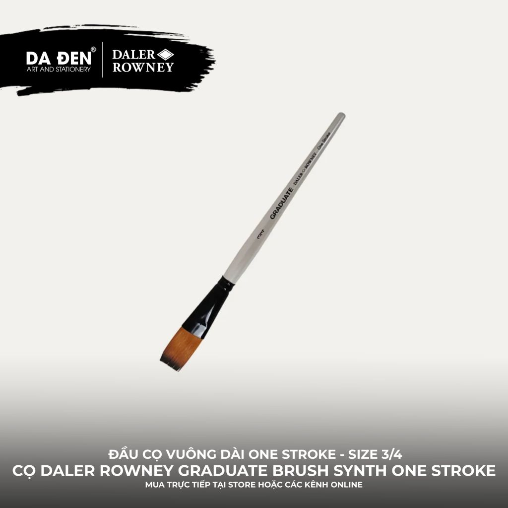 [DA ĐEN] Cọ Đầu Vuông Dài Daler Rowney Graduate Synthetic One Stroke Brush 3/4