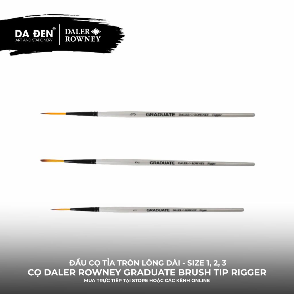 [DA ĐEN] Cọ Lông Dài Daler Rowney Graduate Synthetic Dark Tip Synthetic Rigger Brush