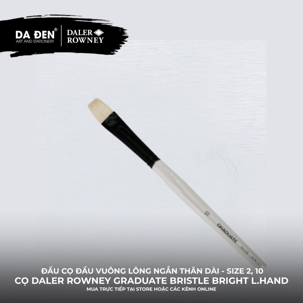 [DA ĐEN] Cọ Vuông Lông Ngắn Thân Dài Daler Rowney Graduate Long Handle Bristle Bright Brush