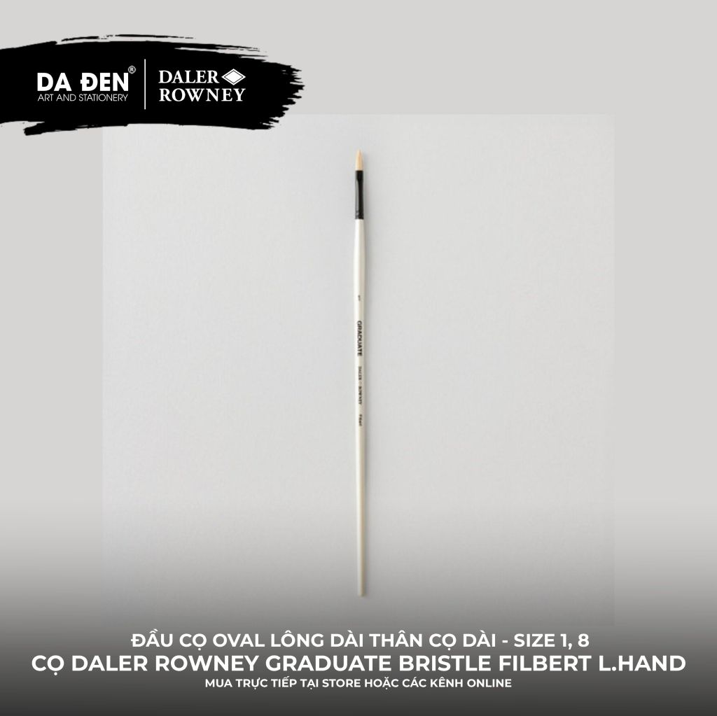 [DA ĐEN] Cọ Oval Lông Dài Thân Dài Daler Rowney Graduate Long Handle Bristle Filbert Brush