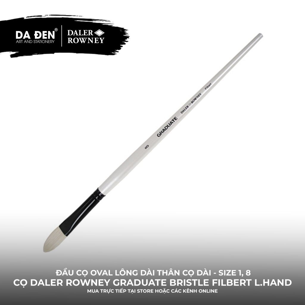 [DA ĐEN] Cọ Oval Lông Dài Thân Dài Daler Rowney Graduate Long Handle Bristle Filbert Brush