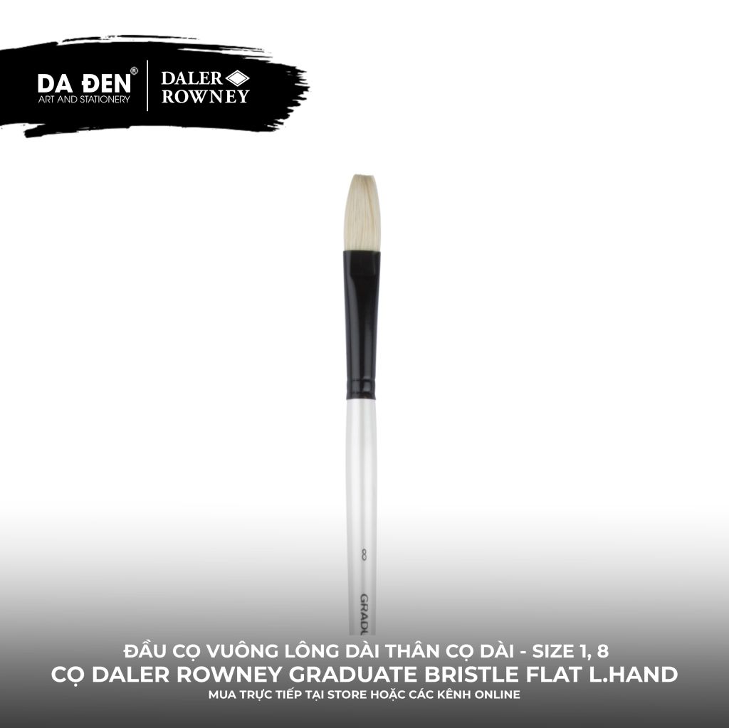[DA ĐEN] Cọ Vuông Lông Dài Thân Dài Daler Rowney Graduate Long Handle Bristle Flat Brush