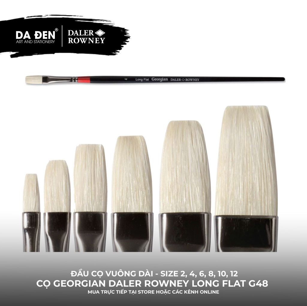 [DA ĐEN] Cọ Sơn Dầu Lông Heo Vuông Dài Daler Rowney Georgian Long Flat G48 Cao Cấp