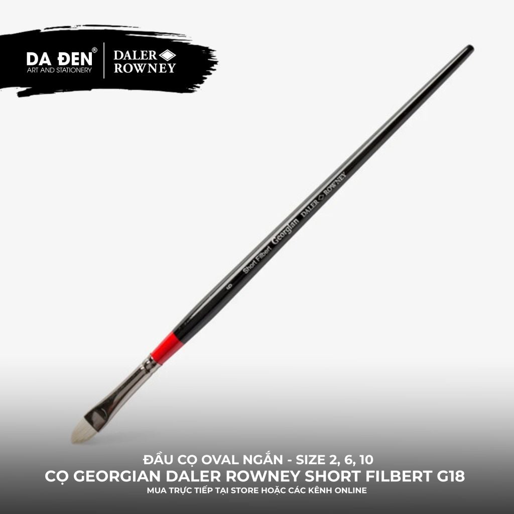[DA ĐEN] Cọ Sơn Dầu Oval Ngắn - Daler Rowney Georgian Short Filbert G18 Cao Cấp