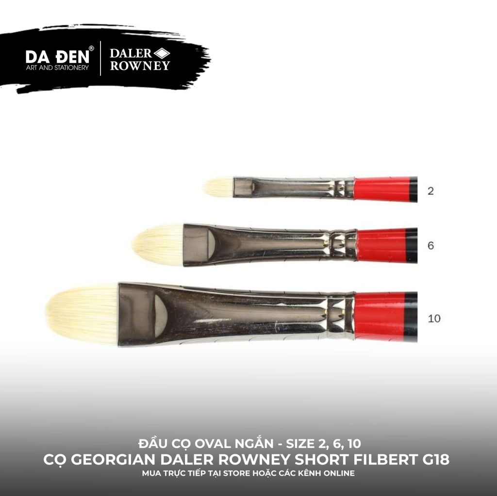 [DA ĐEN] Cọ Sơn Dầu Oval Ngắn - Daler Rowney Georgian Short Filbert G18 Cao Cấp