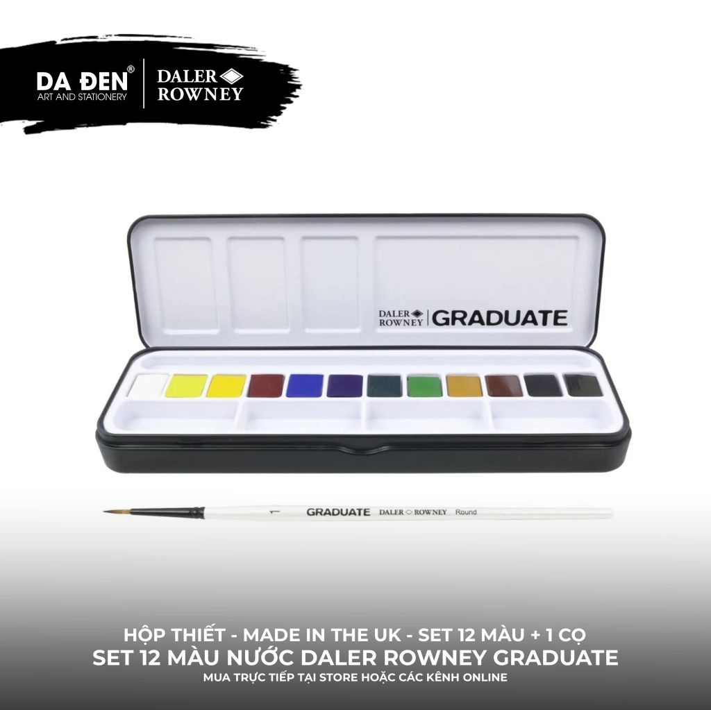 [DA ĐEN] Màu Nước Daler Rowney - Dòng Graduate - Bộ 12/24/36 Màu