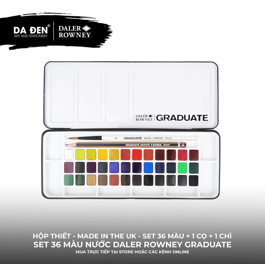 [DA ĐEN] Màu Nước Daler Rowney - Dòng Graduate - Bộ 12/24/36 Màu
