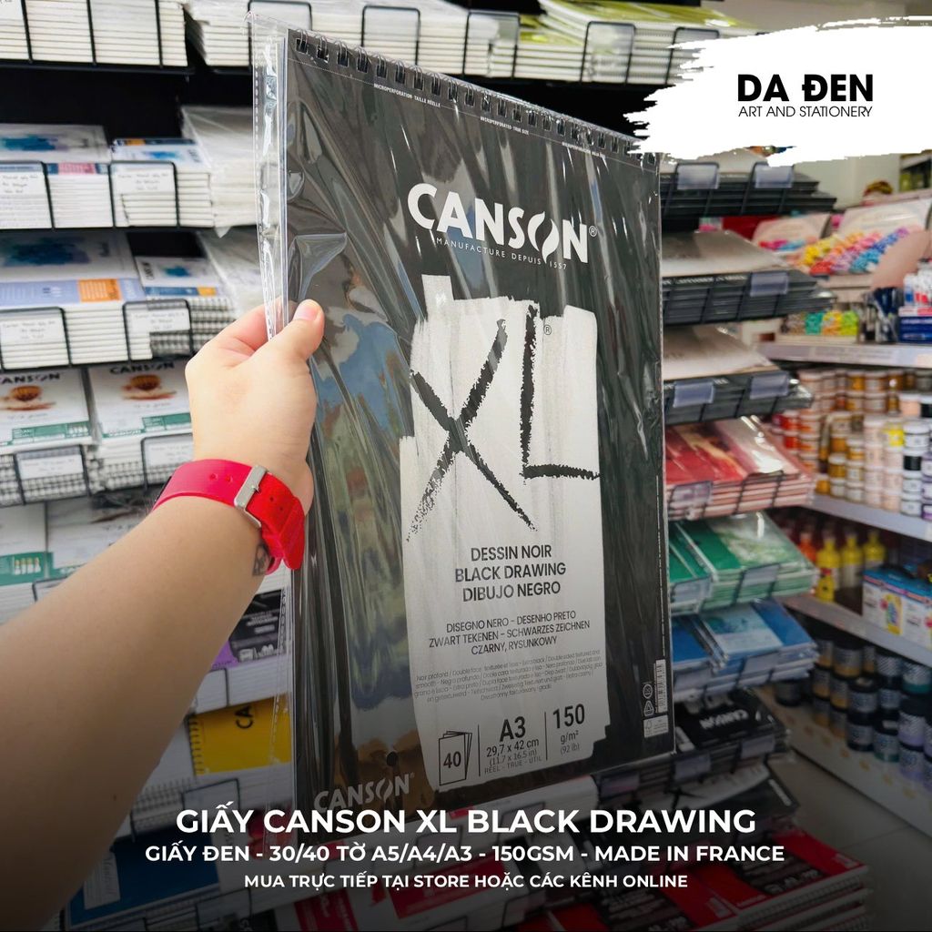 Sổ Vẽ Giấy Màu Đen Canson XL® Black 150gsm
