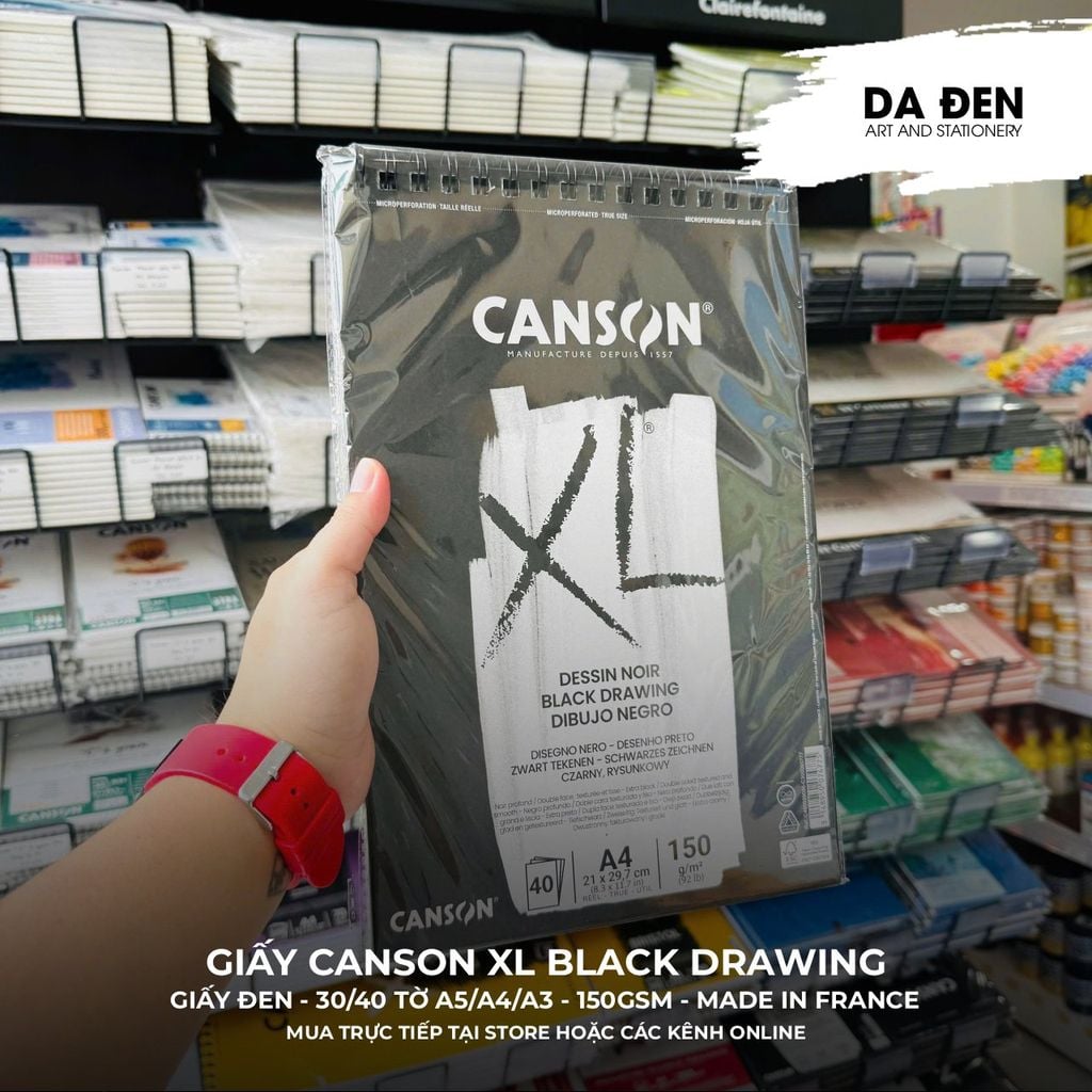 Sổ Vẽ Giấy Màu Đen Canson XL® Black 150gsm