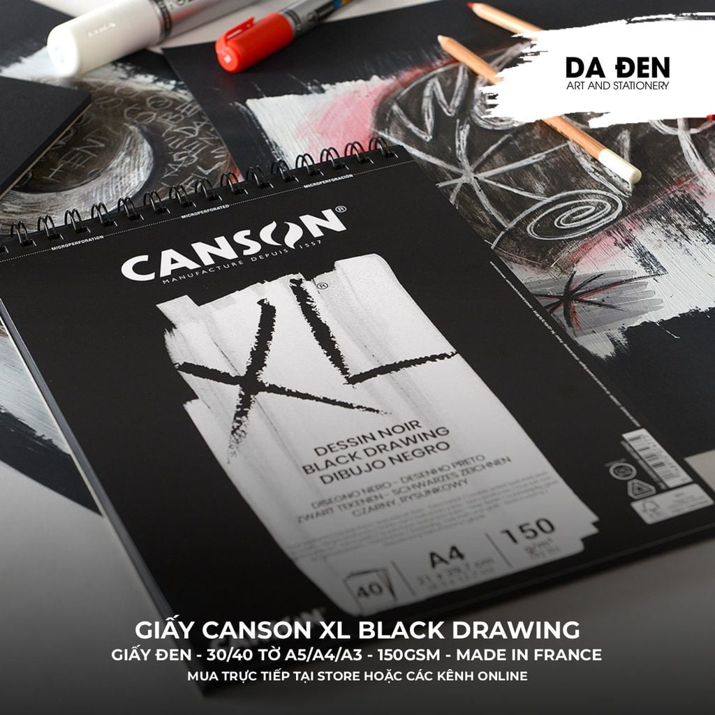Sổ Vẽ Giấy Màu Đen Canson XL® Black 150gsm