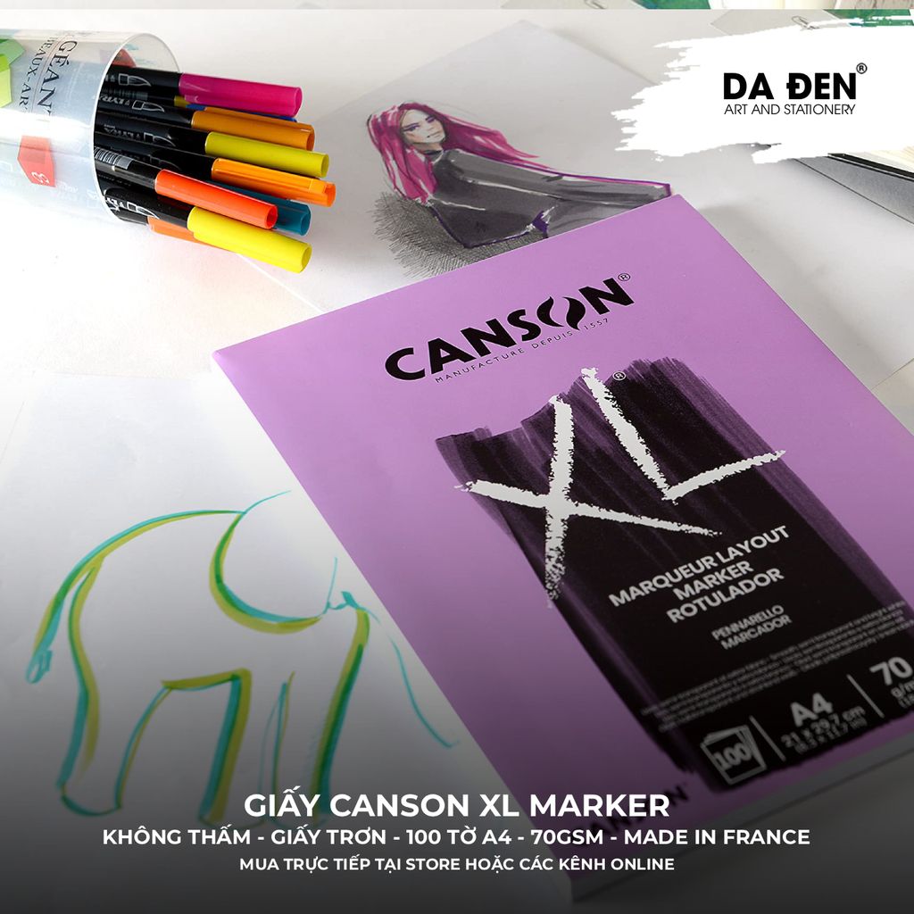 Sổ Vẽ Marker Canson XL® Marker 70gsm - 100 Tờ A4