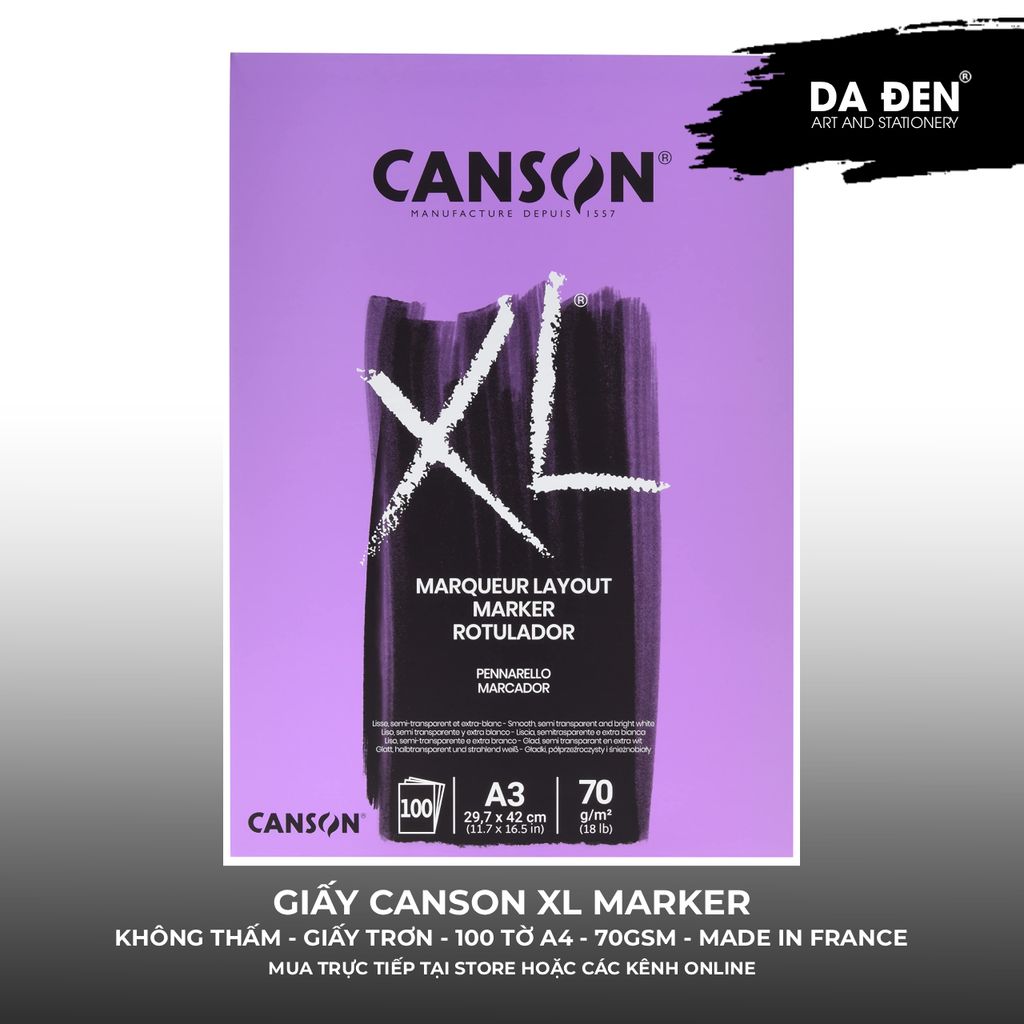 Sổ Vẽ Marker Canson XL® Marker 70gsm - 100 Tờ A4