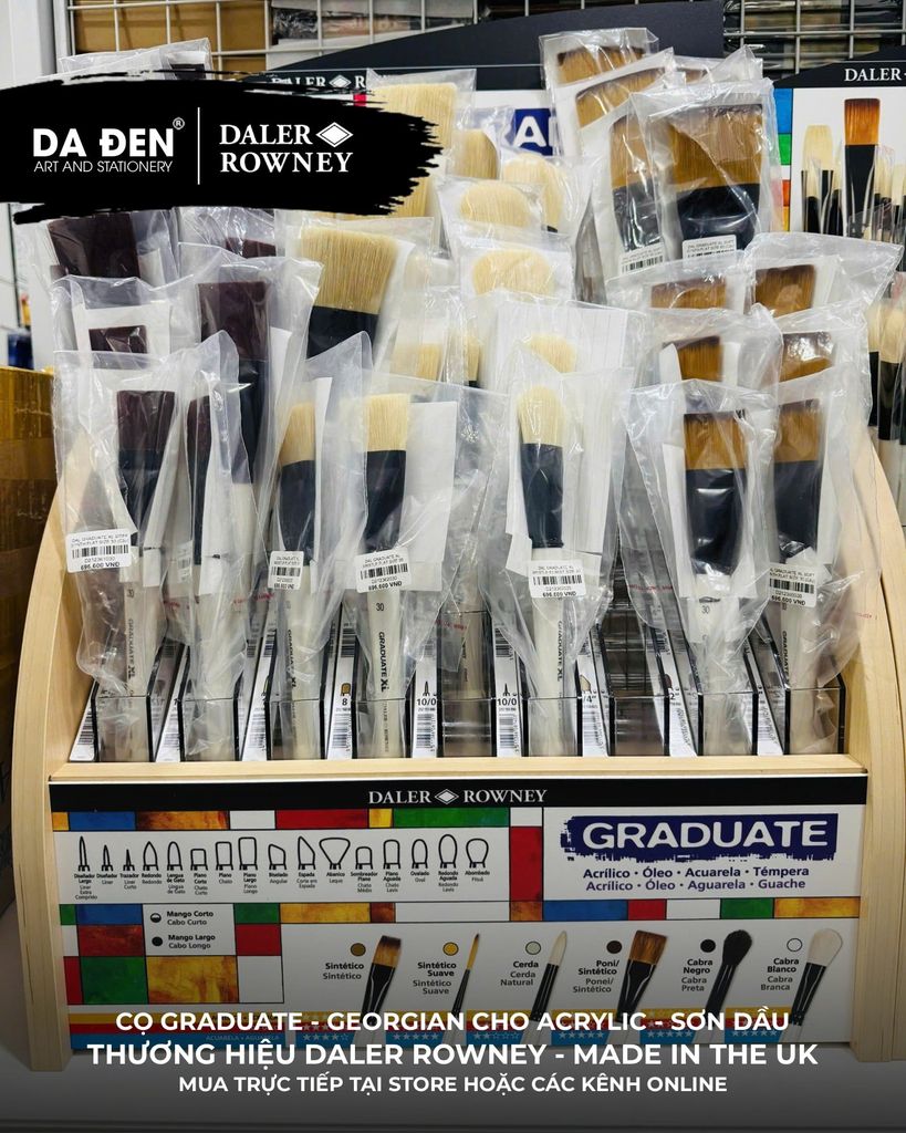 [DA ĐEN] Cọ Bản Oval Daler Rowney Graduate XL Extra Large Soft Synthetic Filbert Brush Cực Lớn