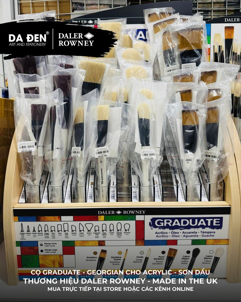 [DA ĐEN] Set 5 Cọ D212550009 Graduate của Daler Rowney Phù hợp cho cả Màu Nước, Acrylic, và Sơn Dầu