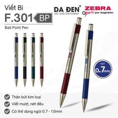 Bút Bi Zebra Thân Kim Loại F301 – Ngòi 0.7mm (Mực Xanh)