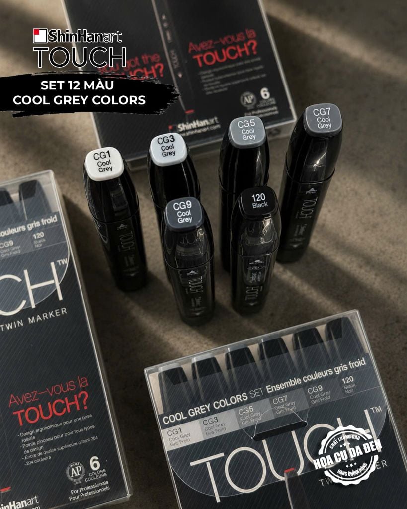 Set 6 Marker Touch Shinhan 2 Đầu Fine & Broad Made in Korea